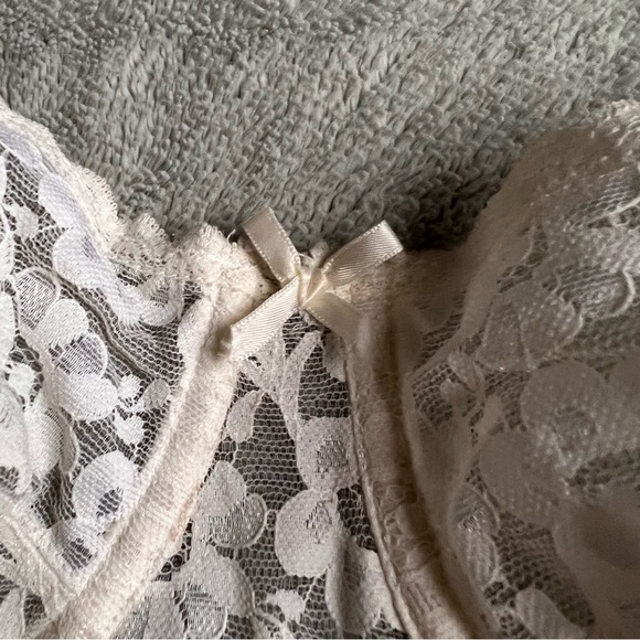 Vintage 70s 80s Backless Floral Lace Corset Long Bustier Bra Top Lingerie White - Picture 7 of 16